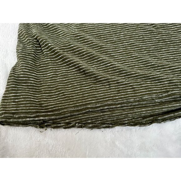 Sundance Womens Olive Green Striped Linen V-Neck Long Sleeve Top Medium Casual - Picture 4 of 8